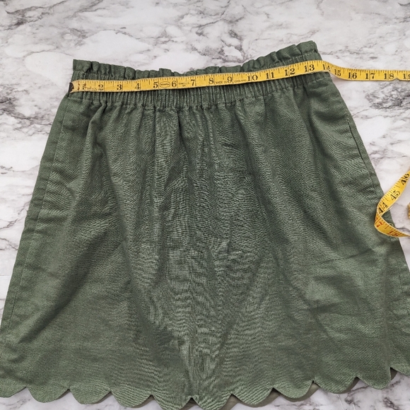 J. Crew Olive Green Linen Mini Skirt size 6 with Pockets - Picture 3 of 7